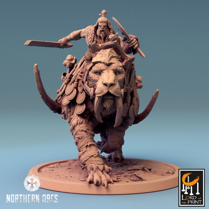 Orc Sabretooth Tiger Riders| Mist of the Jungle | Lord of the Print | Wargaming | Dungeons and Dragons | Amazon | Tabletop RPG | DnD |