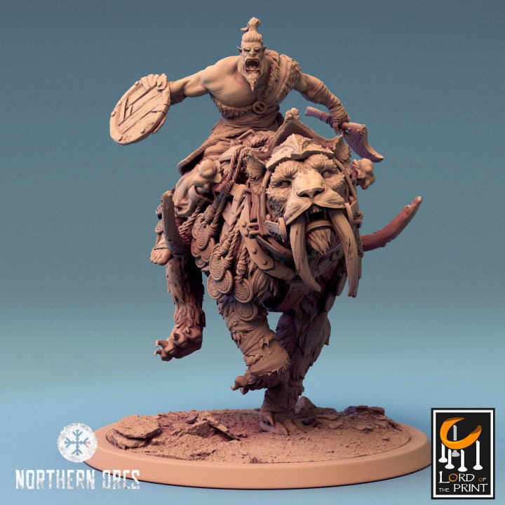 Orc Sabretooth Tiger Riders| Mist of the Jungle | Lord of the Print | Wargaming | Dungeons and Dragons | Amazon | Tabletop RPG | DnD |