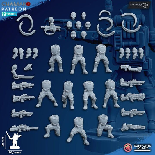 Freedom Guard Grenadiers (Set of 10) | Ghamak | 3D Printed | 28mm | Wargaming | One Page Rules | warhammer Imperium of Man Proxy