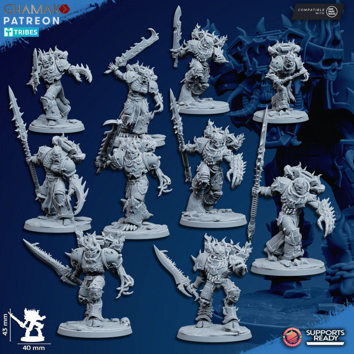 Corrupted Militum (Set of 10) | Ghamak | 3D Printed | 28mm | Wargaming | Chaos Heavy Weapons | Heretic Marines
