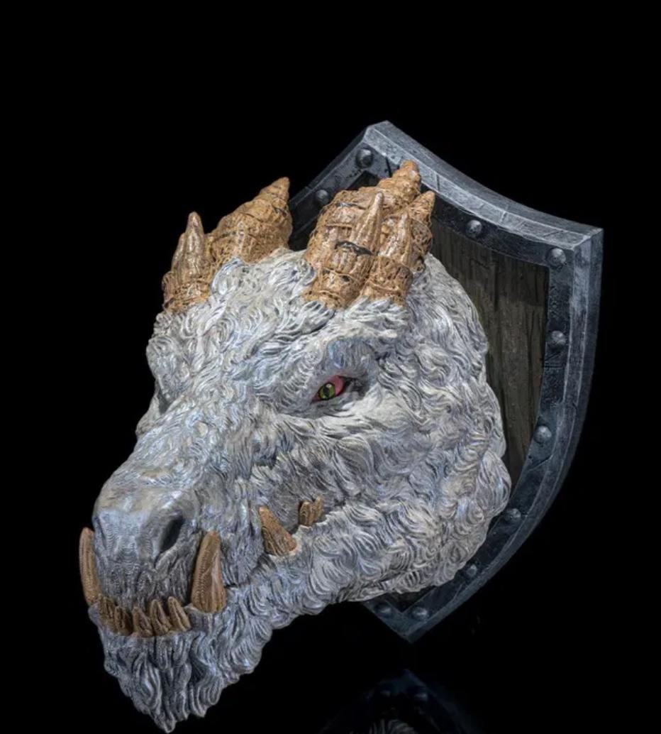 Epic Dragon Head Wall Mount - Unique Fantasy Decor, Mythical Creature Sculpture, Dragon Wall Art for Home, Office, Game Room, or Man Cave