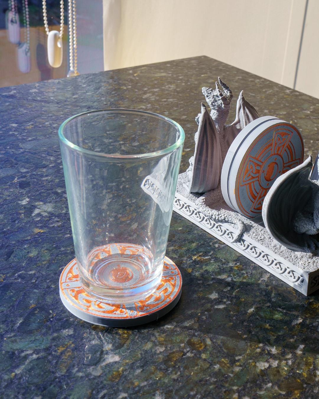 Dragons of the Coast Holder with Set of 6 Coasters – Fantasy-Themed Decor | Unique Dragon Gift for Home | Handcrafted Drink Coaster Set