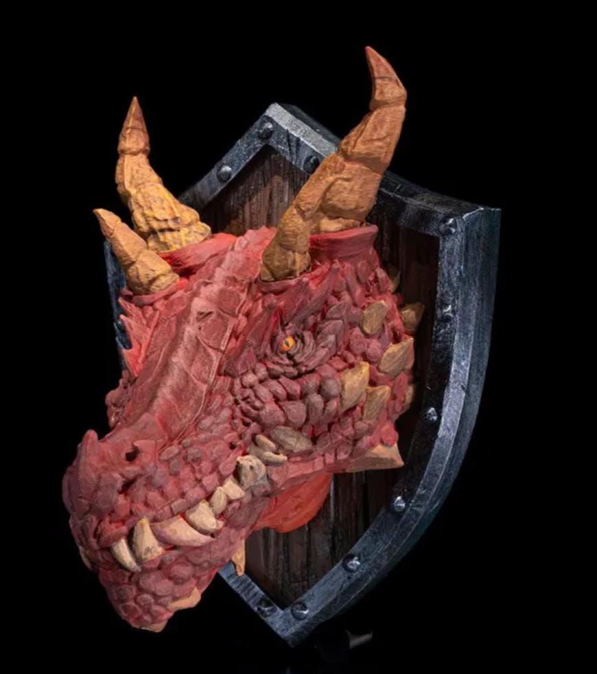 Epic Dragon Head Wall Mount - Unique Fantasy Decor, Mythical Creature Sculpture, Dragon Wall Art for Home, Office, Game Room, or Man Cave