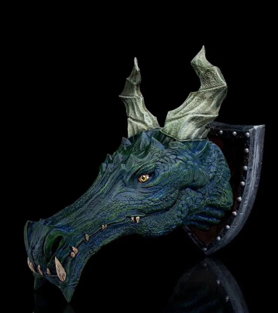 Epic Dragon Head Wall Mount - Unique Fantasy Decor, Mythical Creature Sculpture, Dragon Wall Art for Home, Office, Game Room, or Man Cave