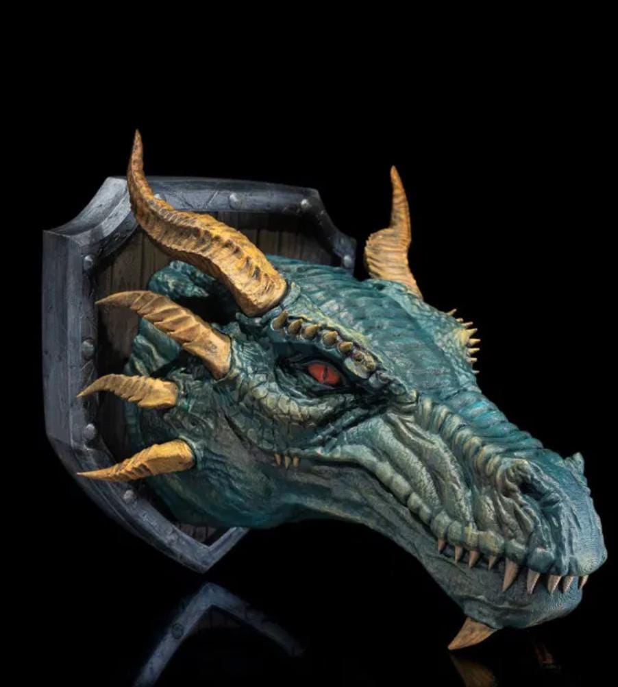 Epic Dragon Head Wall Mount - Unique Fantasy Decor, Mythical Creature Sculpture, Dragon Wall Art for Home, Office, Game Room, or Man Cave