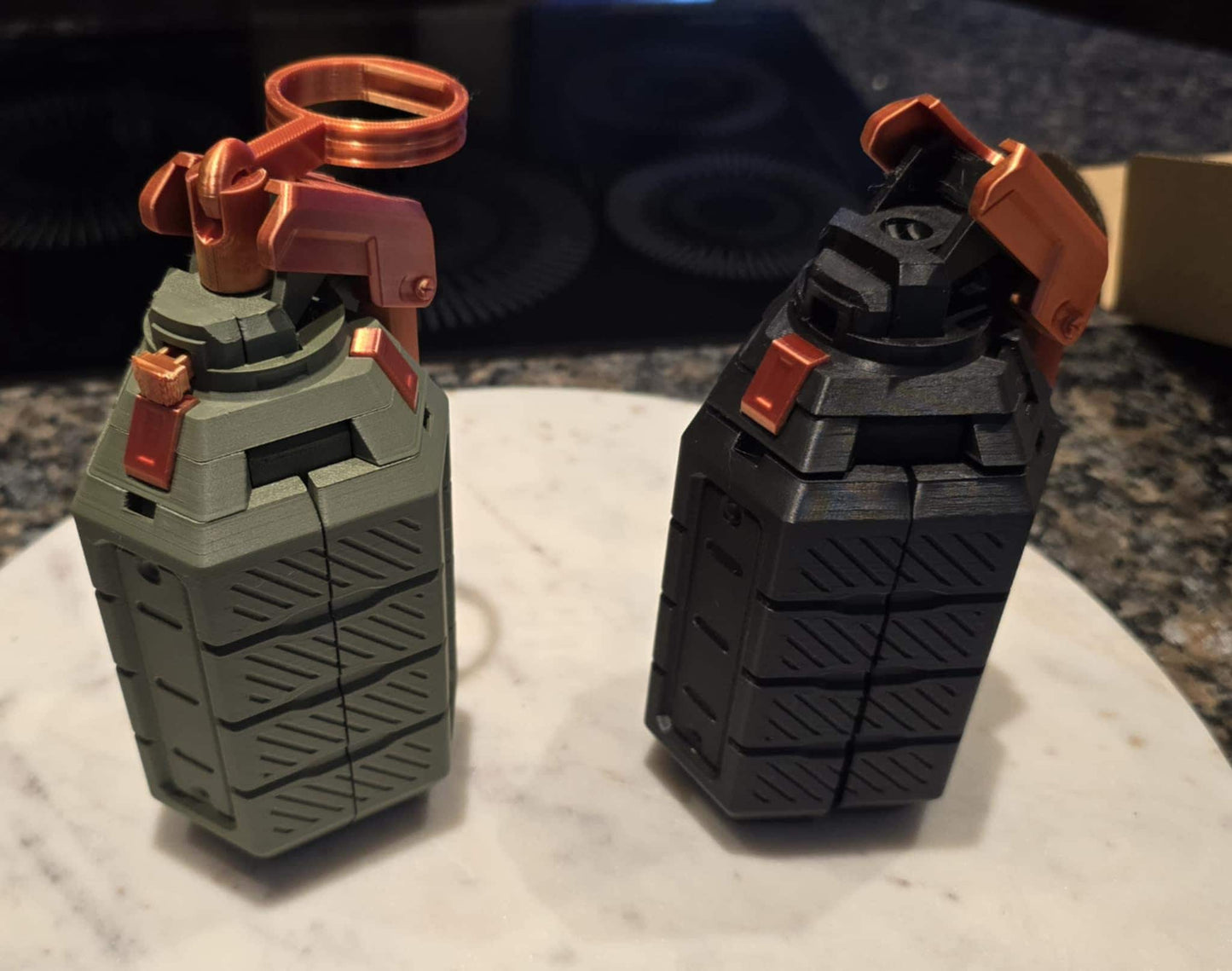 3D Printed Grenade Controller Holder | Gamer Gift | Army Green & Black with Copper Accents | Custom Colors Available | Unique Gaming Decor