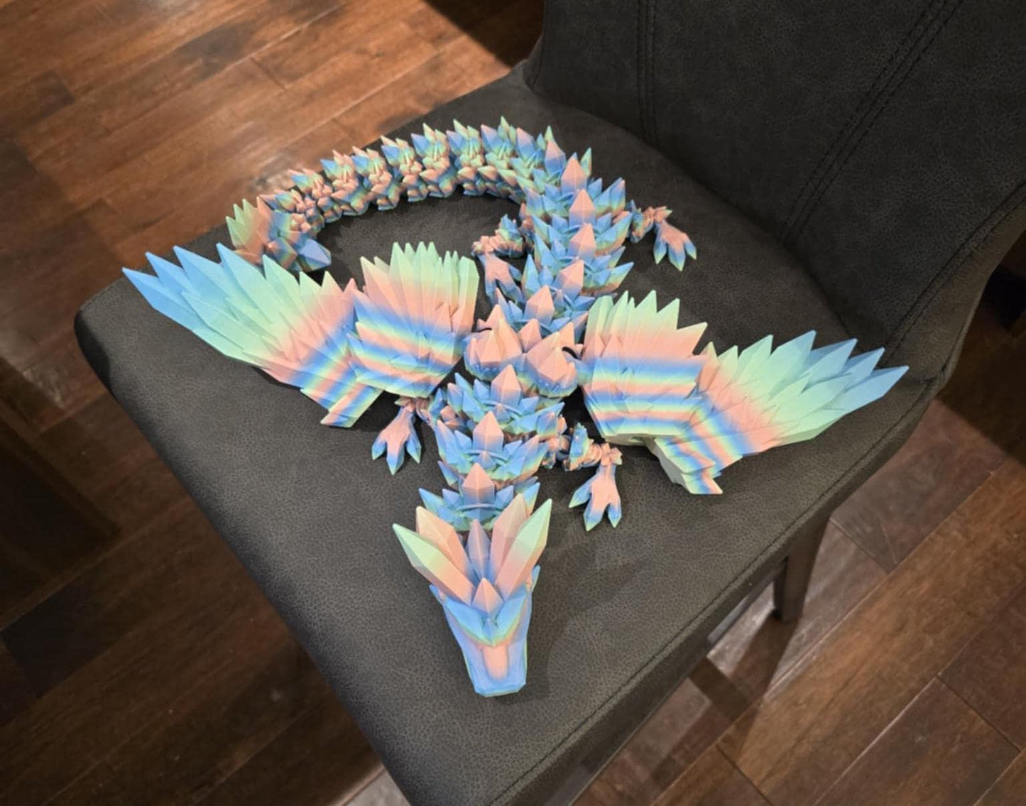 XL Crystal Wing Dragon | Articulated Dragon | Sensory Fidget Toy | Whimsical Dragon | Rainbow Dragons | Shiny Dragons | Dragon Lover Gift