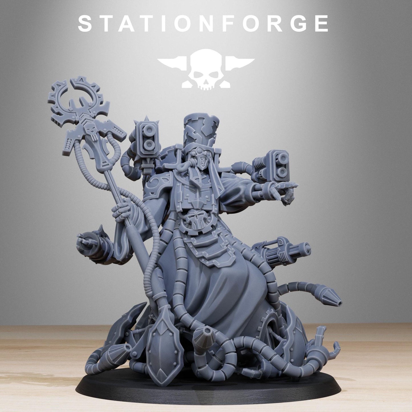 Scavenger Chaplain | Station Forge | Wargaming Miniature | Grimdark Future | Sci-fi Commander of Robots | Scavenger Champion