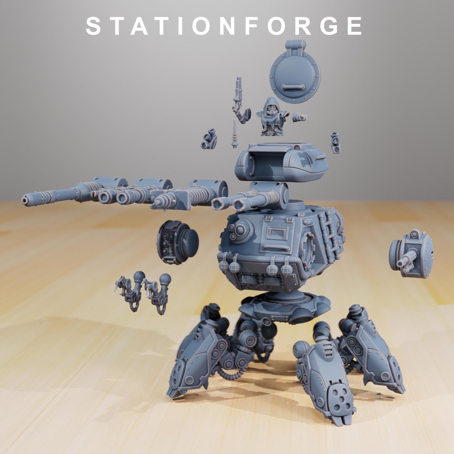 Scavenger Tank | Station Forge | Wargaming Miniature | Grimdark Future | Sci-fi Commander of Robots | Scavenger Champion