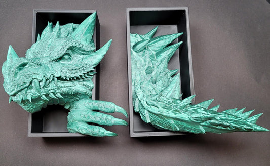 Dragon Emerging Book Nook | 3D Printed Fantasy Bookshelf Insert | Handmade Dragon Cave Diorama | Unique Gift for Book Lovers