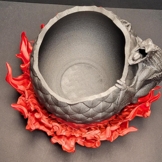 3D Printed Dragon Egg Planter or Bowl with Climbing Dragon | Fire Bowl Base | Fantasy Home Decor and Gift | DND, TTRPG, Geek & Gamer Decor