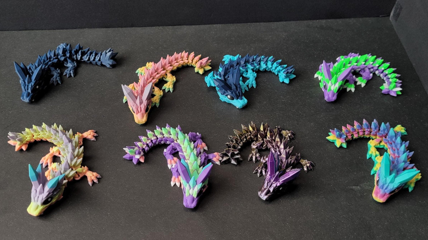Vibrant Baby Crystal Dragon Figurine — 3D Printed Dragon with Detailed Eyes, Fantasy Décor, Gamer Gift & Dragon Collector’s Treasure