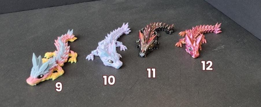 Vibrant Baby Crystal Dragon Figurine — 3D Printed Dragon with Detailed Eyes, Fantasy Décor, Gamer Gift & Dragon Collector’s Treasure