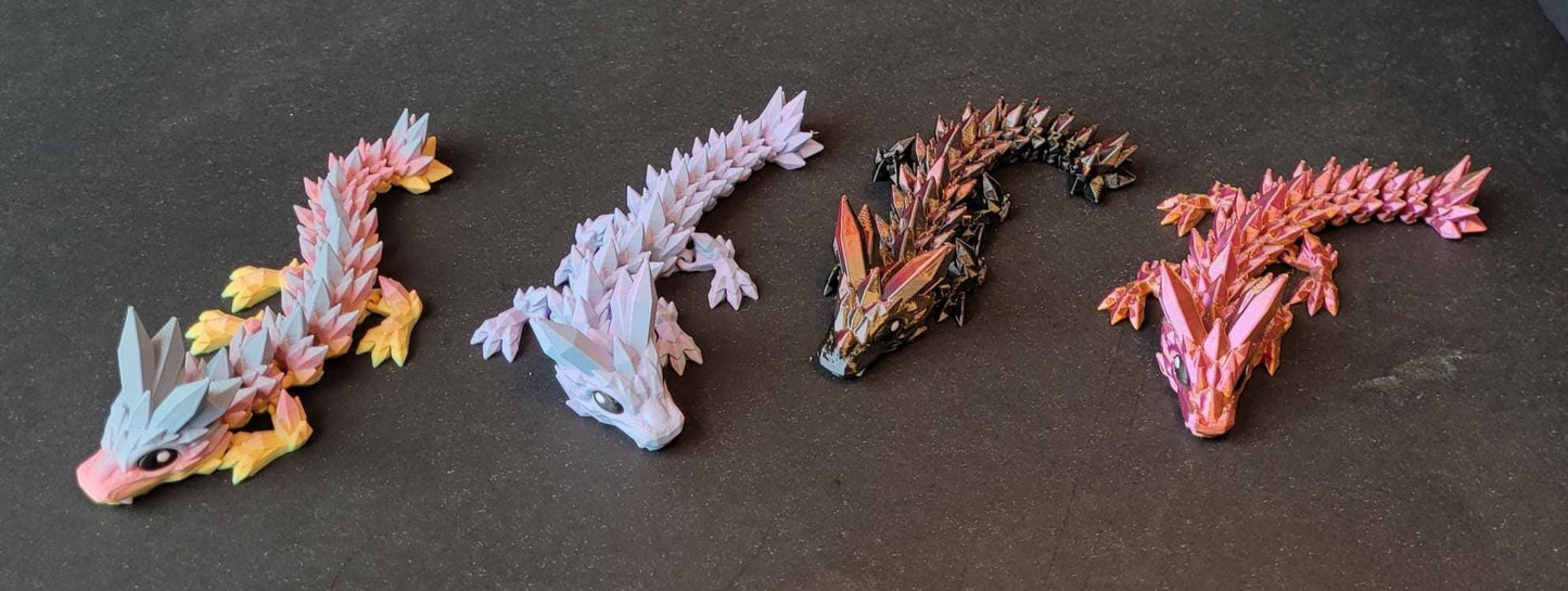 Vibrant Baby Crystal Dragon Figurine — 3D Printed Dragon with Detailed Eyes, Fantasy Décor, Gamer Gift & Dragon Collector’s Treasure