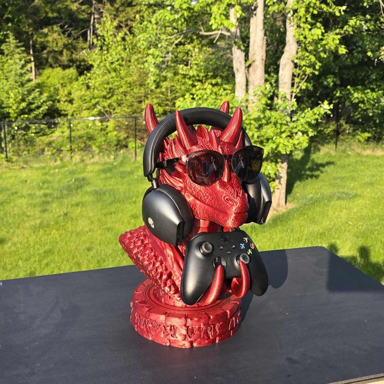 Dragon Bust Headphone Holder | 3D Printed Dragon Stand for Headsets, Sunglasses & Controllers | Sparkly or Solid Colors