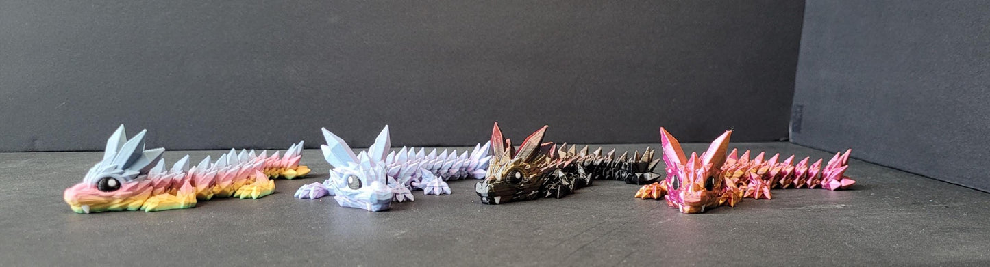 Vibrant Baby Crystal Dragon Figurine — 3D Printed Dragon with Detailed Eyes, Fantasy Décor, Gamer Gift & Dragon Collector’s Treasure