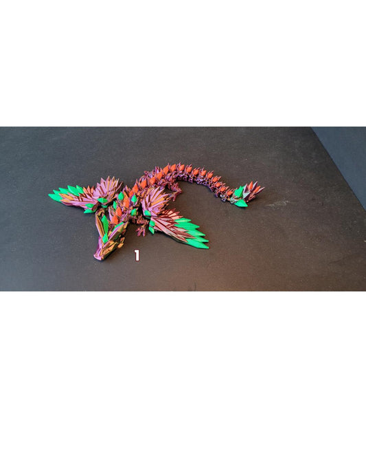Vibrant Medium Crystal Winged Dragon Figurine — 3D Printed Dragon with Detailed Eyes, Fantasy Décor, Gamer Gift & Dragon Collectors Treasure