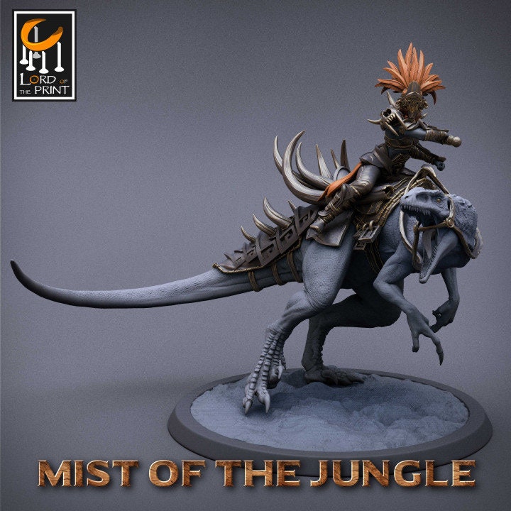 Amazon Raptor Mount | Mist of the Jungle | Lord of the Print | Wargaming | Dungeons and Dragons | Amazon | Tabletop RPG | DnD | Dinosaur