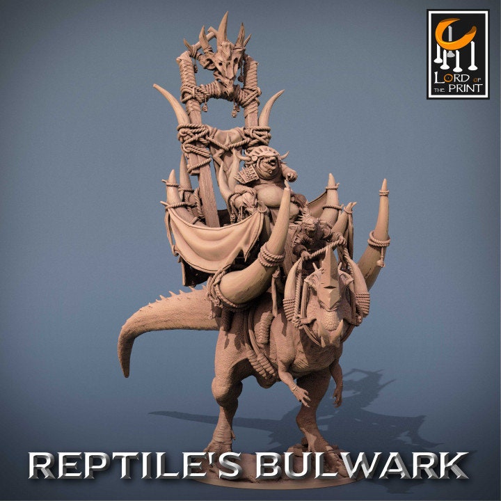 Lizardmen Trovodon | Reptile's Bulwark | Lord of the Print | Wargaming | Dungeons and Dragons | Lizard | Tabletop RPG | Knight | DnD
