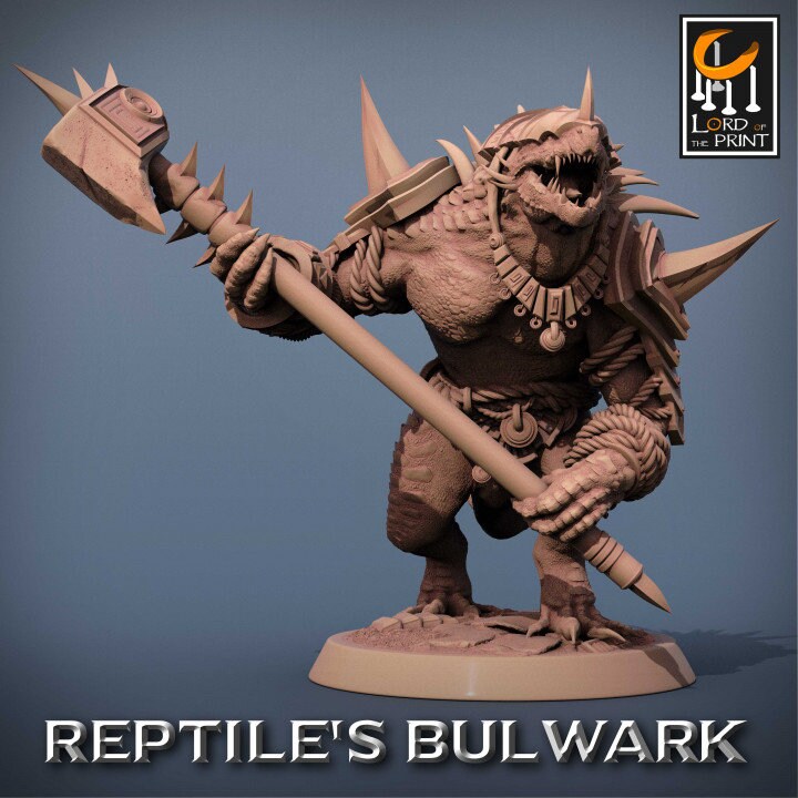 Lizardmen Soldier Pack | Reptile's Bulwark | Lord of the Print | Wargaming | Dungeons and Dragons | Lizard | Tabletop RPG | DnD