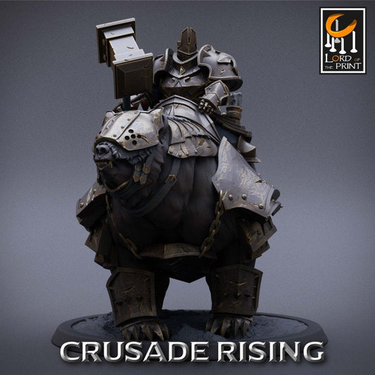 Templar Bear Mounted | Crusade Rising | Lord of the Print | Wargaming | Dungeons and Dragons | Tabletop RPG | DnD