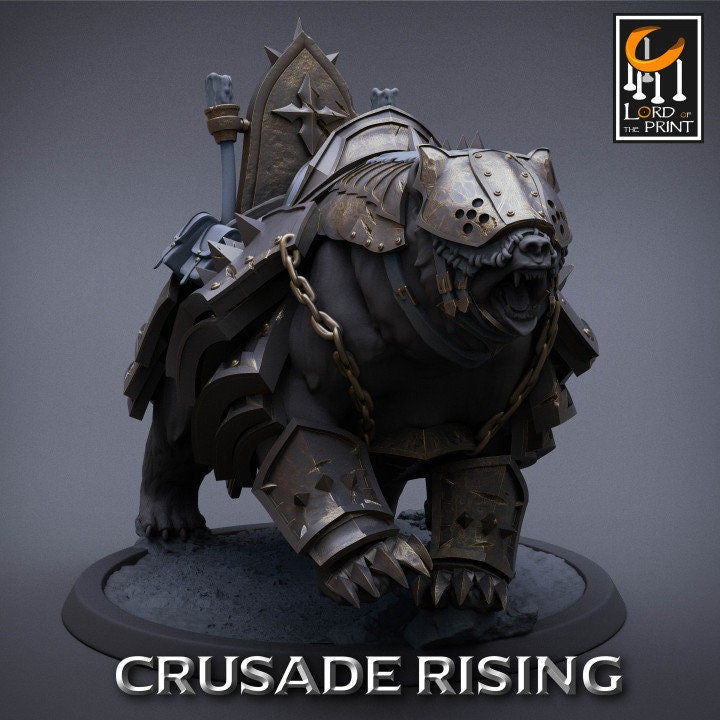 Templar Bear Unmounted | Crusade Rising | Lord of the Print | Wargaming | Dungeons and Dragons | Tabletop RPG | DnD