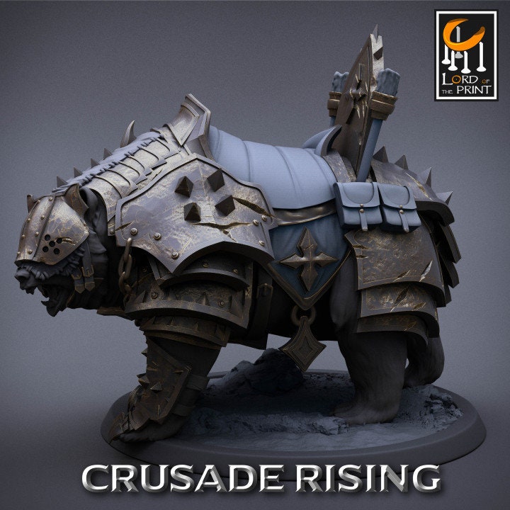 Templar Bear Unmounted | Crusade Rising | Lord of the Print | Wargaming | Dungeons and Dragons | Tabletop RPG | DnD