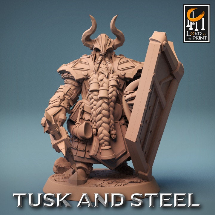 Dwarf Soldier Axe Pack | Tusk and Steel | Lord of the Print | Wargaming | Dungeons and Dragons | Tabletop RPG | DnD