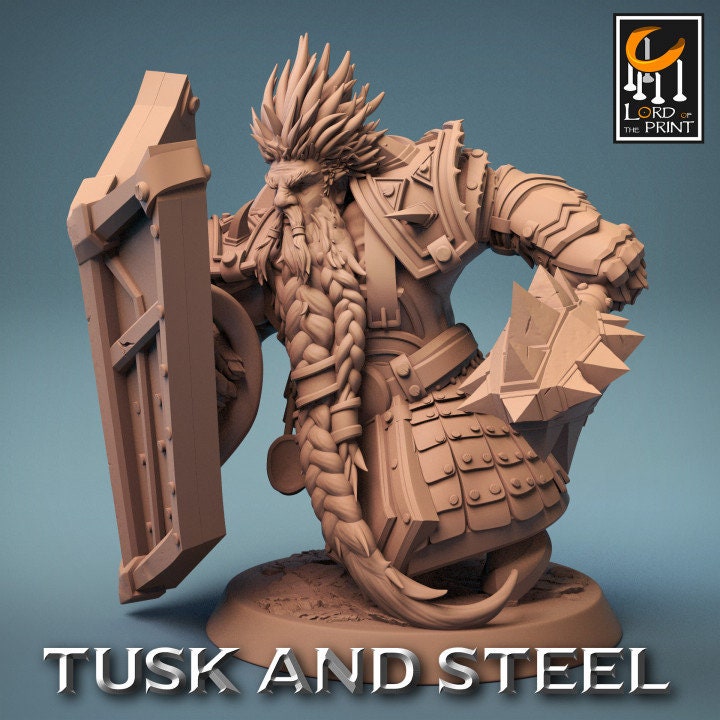 Dwarf Soldier Mace Pack | Tusk and Steel | Lord of the Print | Wargaming | Dungeons and Dragons | Tabletop RPG | DnD