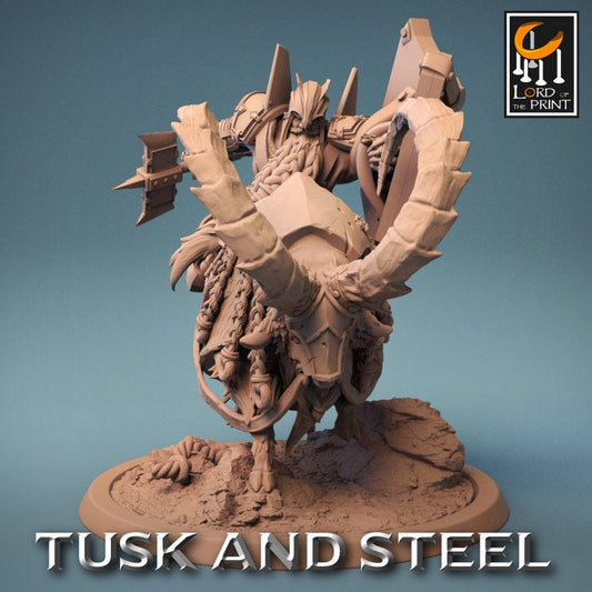 Dwarf Goat Rider with Helmet Pack | Tusk and Steel | Lord of the Print | Wargaming | Dungeons and Dragons | Tabletop RPG | DnD