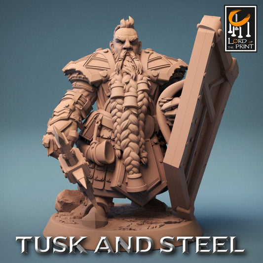 Dwarf Soldier Axe Pack | Tusk and Steel | Lord of the Print | Wargaming | Dungeons and Dragons | Tabletop RPG | DnD