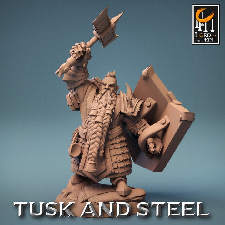 Dwarf Soldier Axe Pack | Tusk and Steel | Lord of the Print | Wargaming | Dungeons and Dragons | Tabletop RPG | DnD