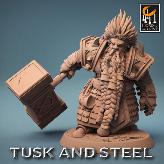 Dwarf Soldier Hammer Pack | Tusk and Steel | Lord of the Print | Wargaming | Dungeons and Dragons | Tabletop RPG | DnD