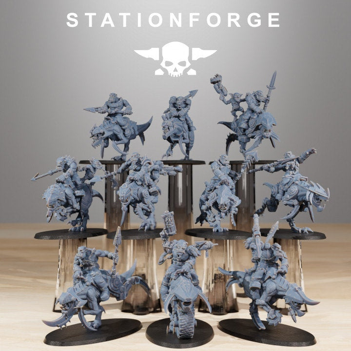 Orkaz Beast Riders | Station Forge | Wargaming | Ork | Set if 10 Miniatures | Orc
