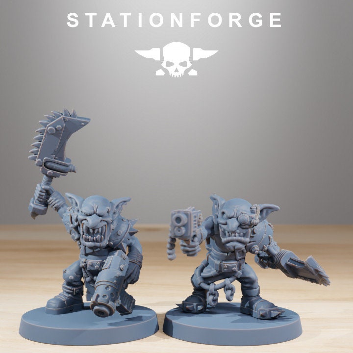Gob's Berserkers Miniatures Set - Station Forge Wargaming - Fantasy Goblin Horde for Tabletop Games - 28mm Resin Figures