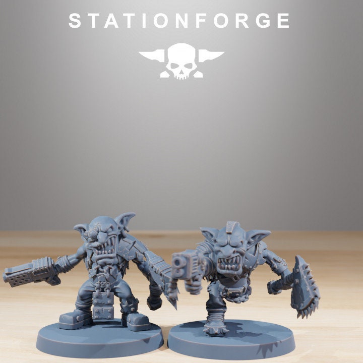 Gob's Berserkers Miniatures Set - Station Forge Wargaming - Fantasy Goblin Horde for Tabletop Games - 28mm Resin Figures