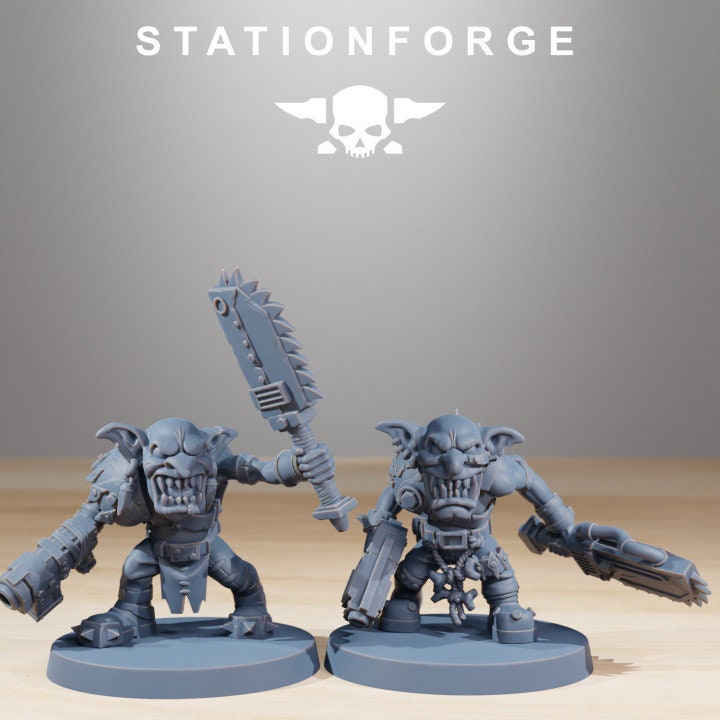 Gob's Berserkers Miniatures Set - Station Forge Wargaming - Fantasy Goblin Horde for Tabletop Games - 28mm Resin Figures