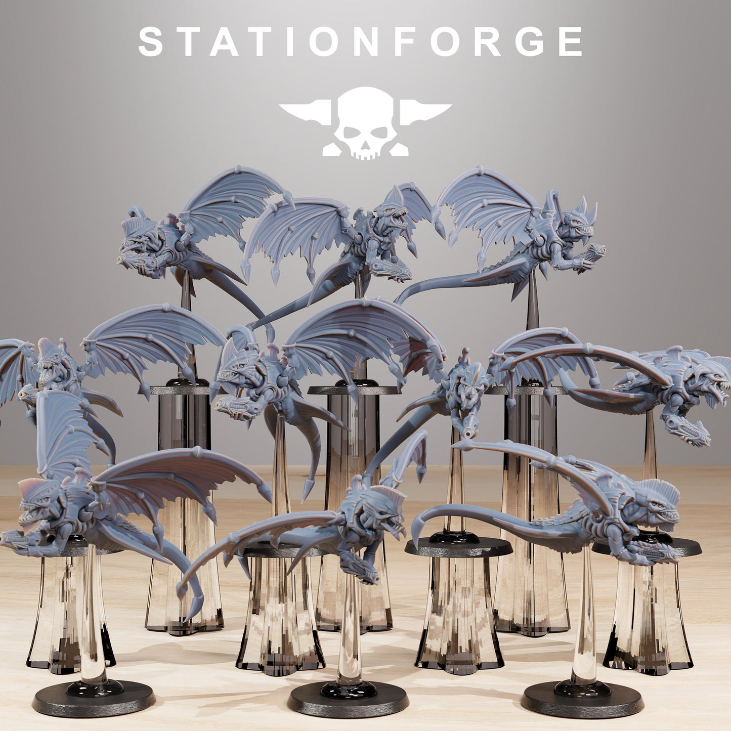 Xenarid Flyers | Station Forge | Wargaming | Xenomorph gargoyles | Alien Flyer | RPG Miniatures | Tabletop Sci-fi
