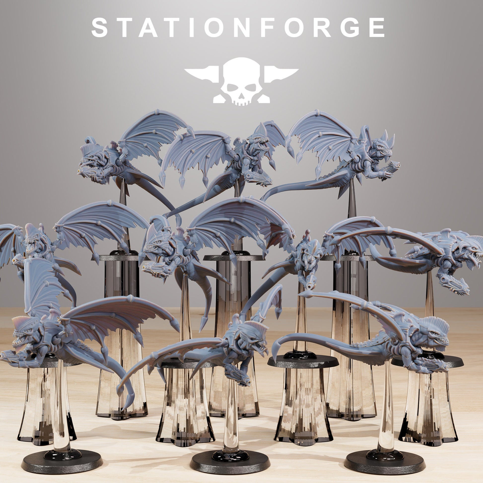 Xenarid Flyers | Station Forge | Wargaming | Xenomorph gargoyles | Alien Flyer | RPG Miniatures | Tabletop Sci-fi