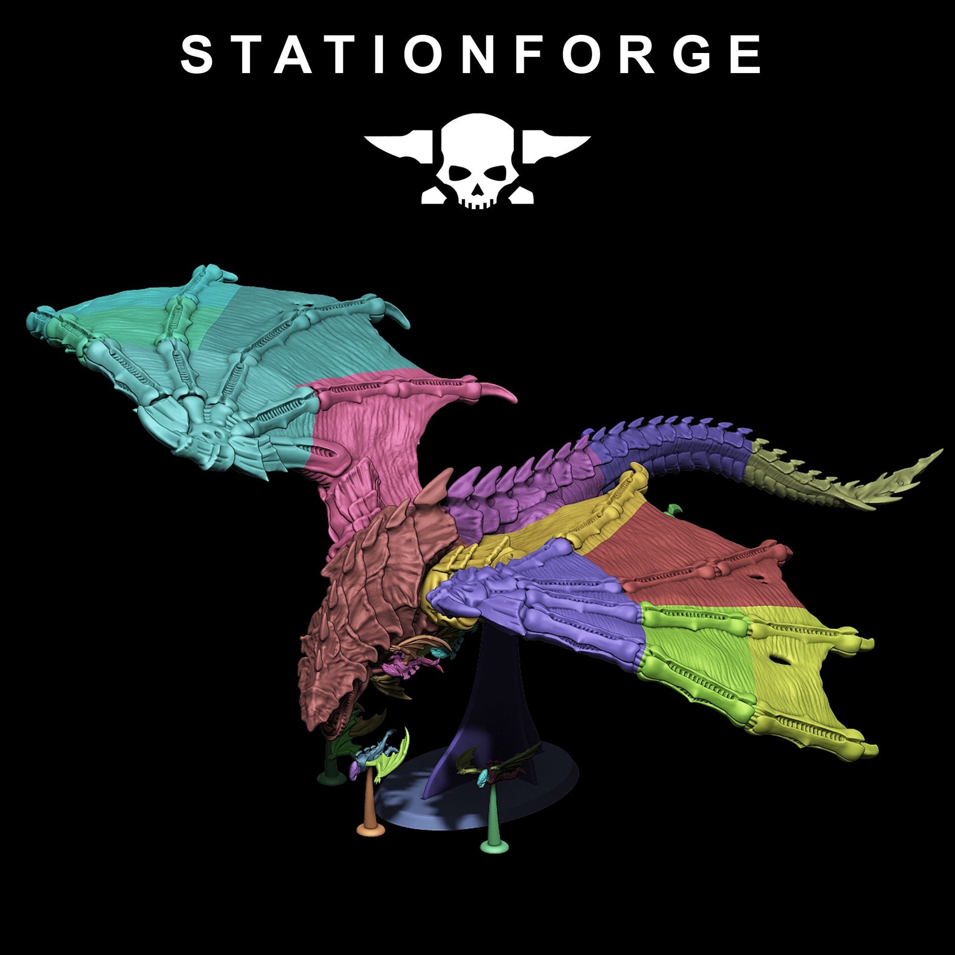 Xenarid Dragon Wargaming Miniature | Station Forge | Grimdark Winged Alien | Xenomorph Inspired | Tabletop Gaming Unique Accessory Sculpture