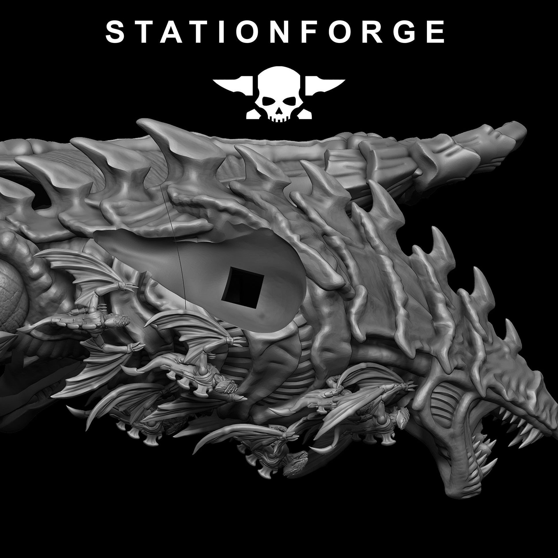 Xenarid Dragon Wargaming Miniature | Station Forge | Grimdark Winged Alien | Xenomorph Inspired | Tabletop Gaming Unique Accessory Sculpture