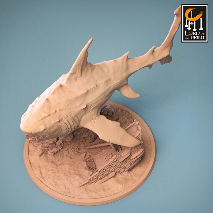 Megalodon | Shark TTRP Miniature| DnD | Lord of the Print | Wargaming | Dungeons and Dragons | Tabletop RPG | Sea Monster | Marine Animal