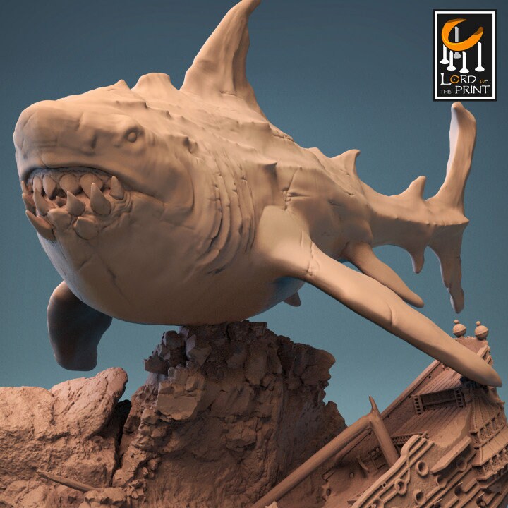 Megalodon | Shark TTRP Miniature| DnD | Lord of the Print | Wargaming | Dungeons and Dragons | Tabletop RPG | Sea Monster | Marine Animal