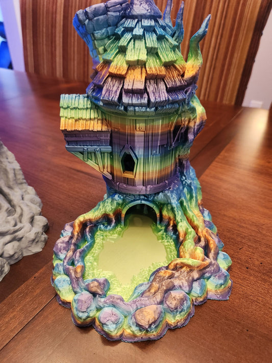 Wizard Tower Dice Tower | Handcrafted Magic Dice Holder | Unique Tabletop RPG Accessory | Fantasy-Themed Gaming Decor