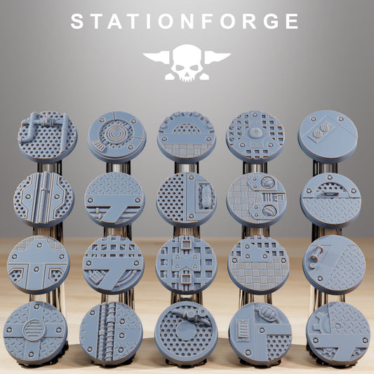 Tabletop Wargaming and RPG Bases 25, 28, 32 and 40mm scale industrial bases, wasteland bases, trench bases and deserted bases