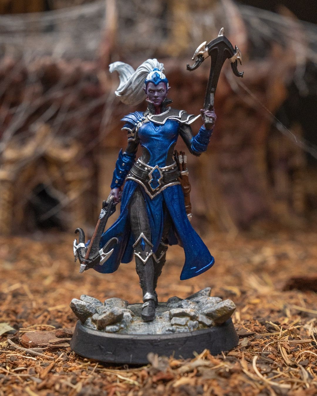 Female Dark Elf Huntress Miniature for Dungeons and Dragons - Detailed Tabletop RPG Figurine for Roleplaying Games and Collectors