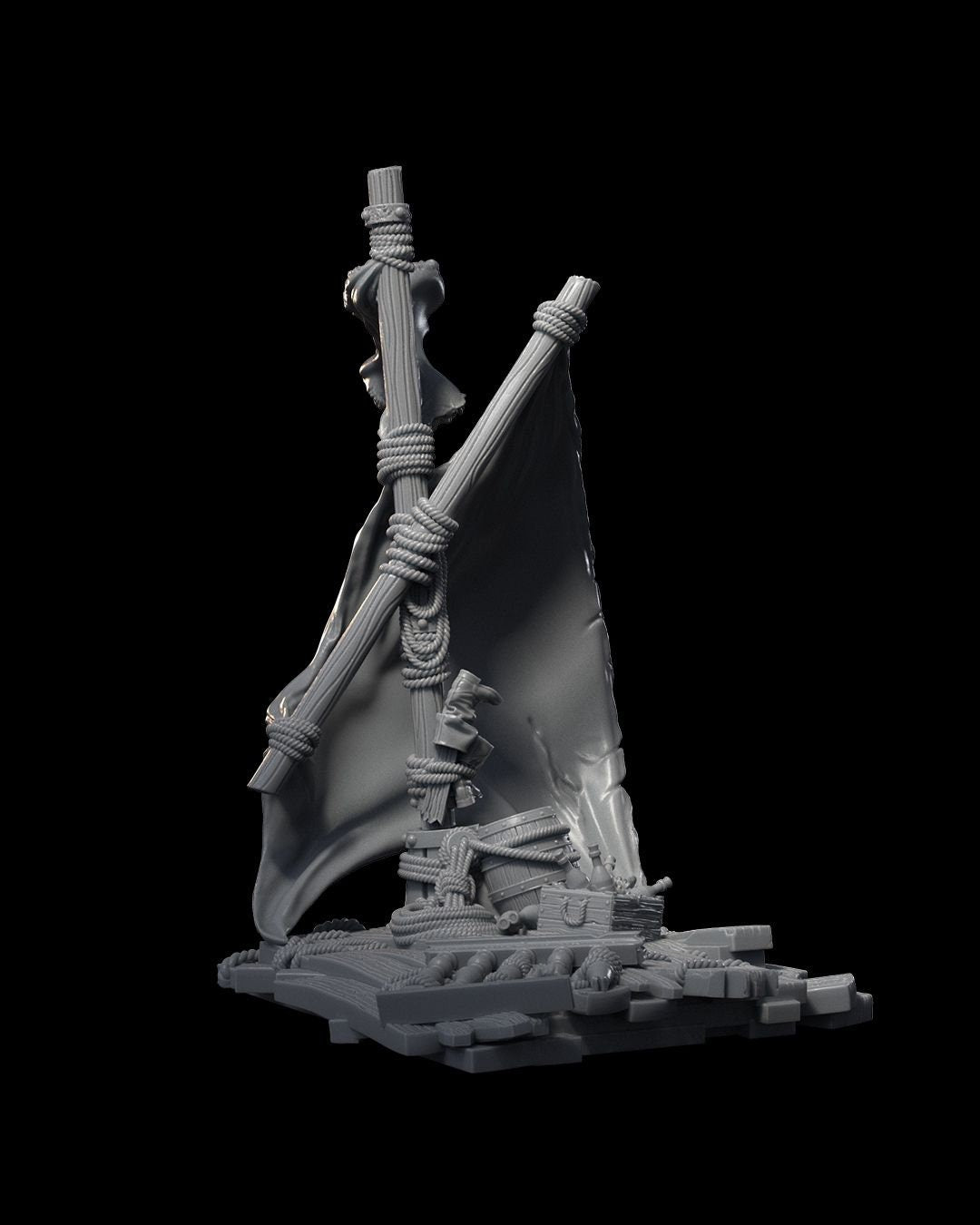 Pirate Ship Miniature Terrain - Dungeons and Dragons, D&D, Pathfinder, Wargaming, Tabletop, 28mm, 32mm - Perfect for Naval and Encounters
