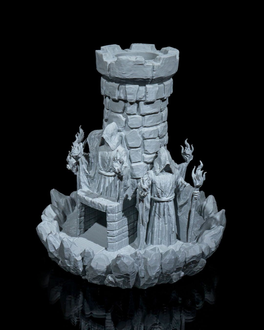 Mad Wizard Tower Dice Tower | Handcrafted Magic Dice Holder | Unique Tabletop RPG Accessory | Fantasy-Themed Gaming Decor