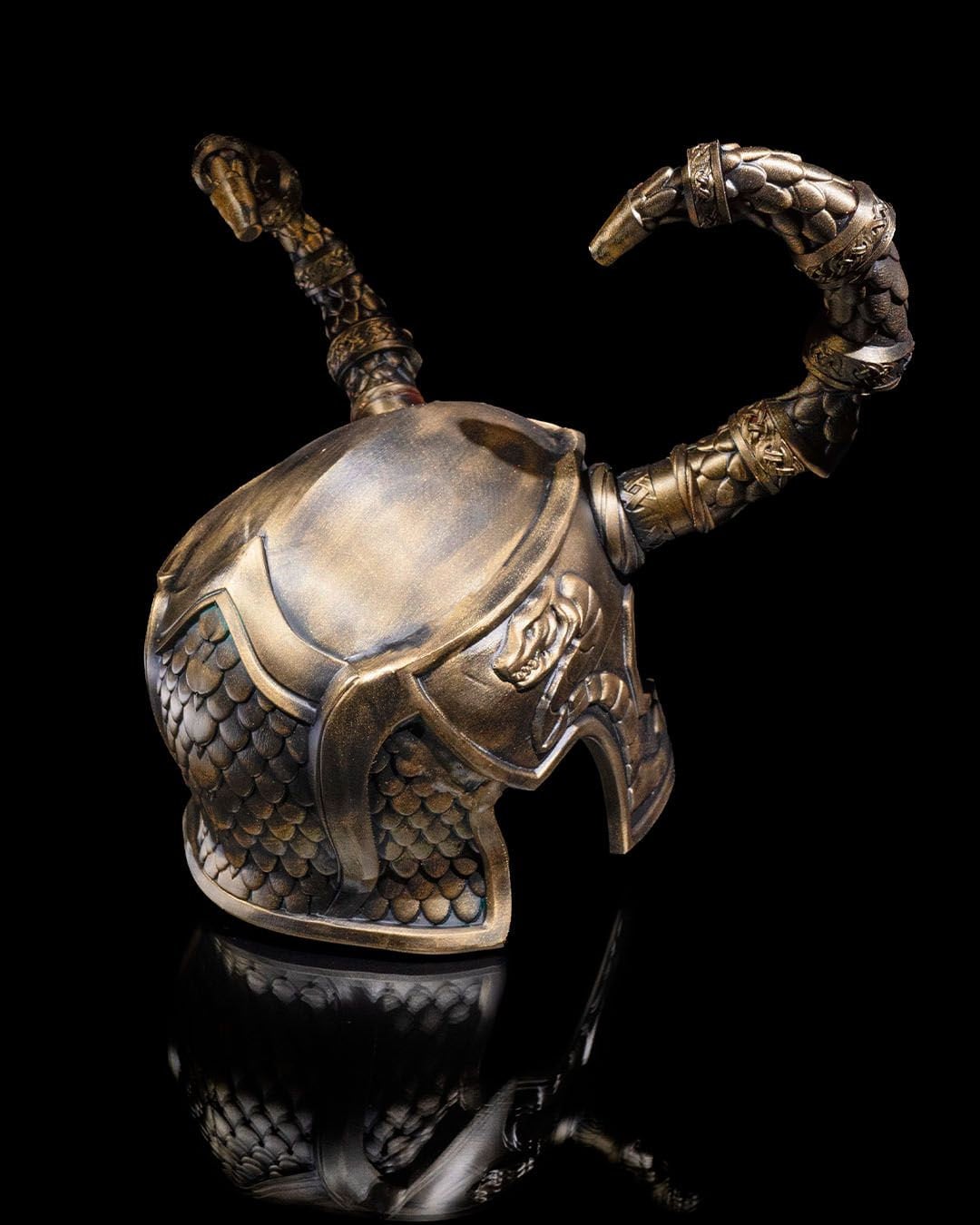 Asgardian Loki Helmet - Authentic Norse God Replica - Mythical Norse Helmet Replica - Handcrafted Fantasy Cosplay, LARP, and Decor