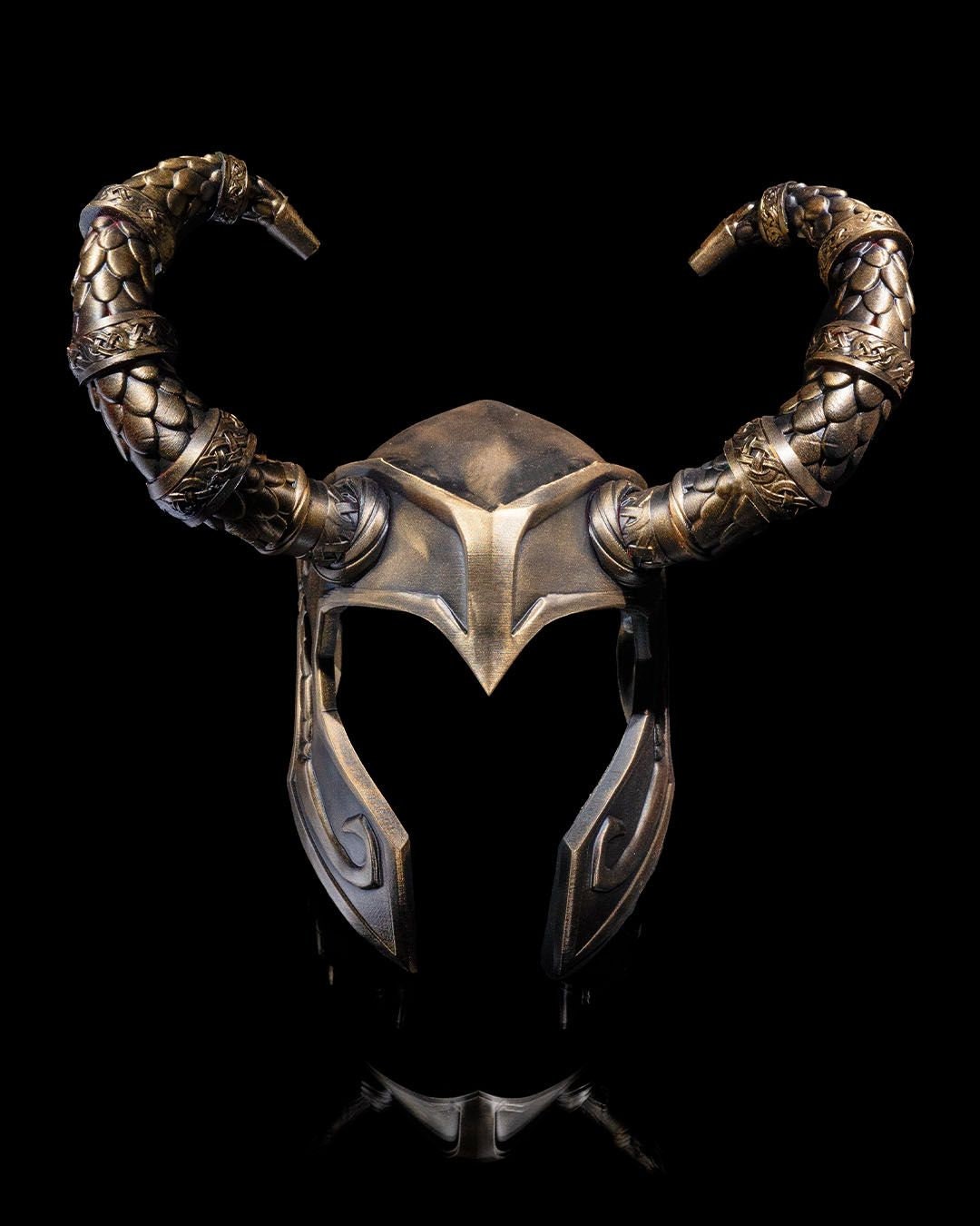 Asgardian Loki Helmet - Authentic Norse God Replica - Mythical Norse Helmet Replica - Handcrafted Fantasy Cosplay, LARP, and Decor